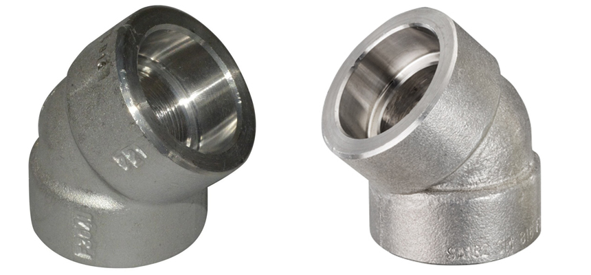 ASME B16.11 Socket Weld 45 Degree Elbow Manufacturers 承插焊接45度弯头制造商