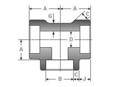 ASME B16.11 Socket Weld Reducing Tee Dimensions ASME B16.11插座焊接减少了TEE尺寸