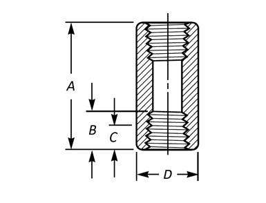 ASME B16.11 Threaded Full Coupling Dimensions ASME B16.11螺纹全耦合尺寸