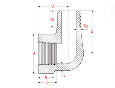 ASME B16.11 Threaded Street Elbow Dimensions ASME B16.11螺纹弯头尺寸